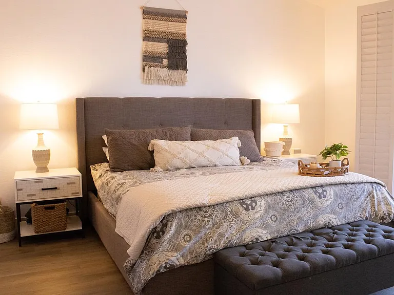 Master bedroom. King size bed.