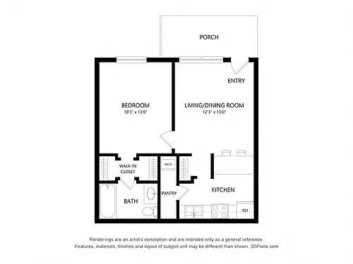 Floor plan One Bedroom A