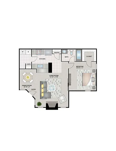 Floor plan 1 Bedroom Renovated