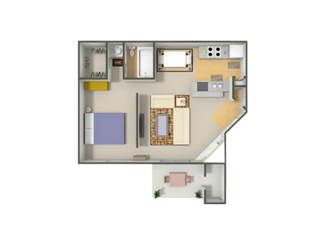 Floor plan Studio, 1 Bath