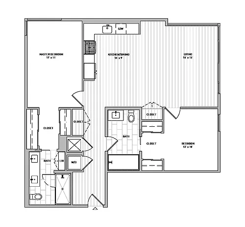 Floor plan Two-Bedroom - D6