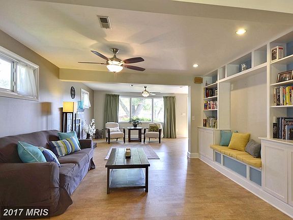 Living Room with built in book case