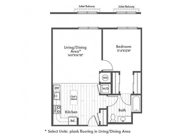 Floor plan A7 One Bedroom