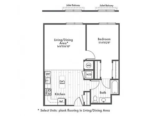 Floor plan A7 One Bedroom