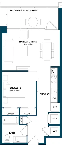 Floor plan 1 Bed/1 Bath JR-B1 TYP 07
