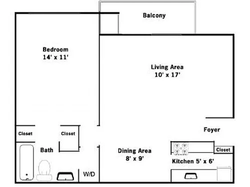 Floor plan 1BR/1BA Standard