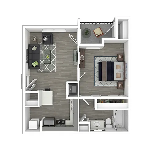 Floor plan 1x1-554- Full Renovation