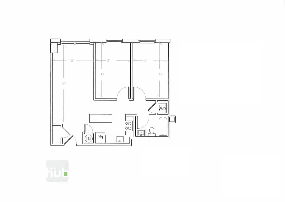 Floor plan 2 Bed - 1 Bath