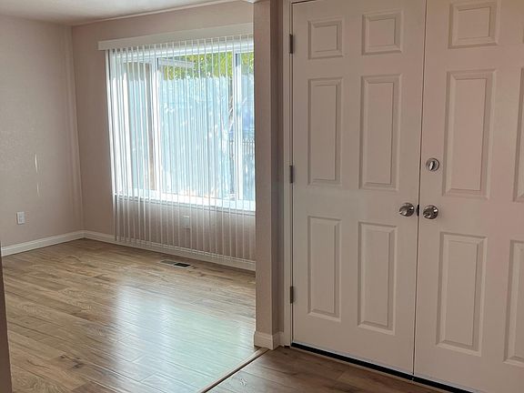 Double front doors next to the office