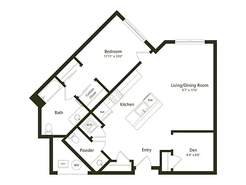 Floor plan A06D - 1x1