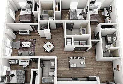 Signature 1909 Boulder D 4x4 Floor Plan Signature 1909 Boulder D 4x4 Floor Plan