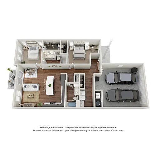Floor plan B1 - Private Patio & 2-Car Garage