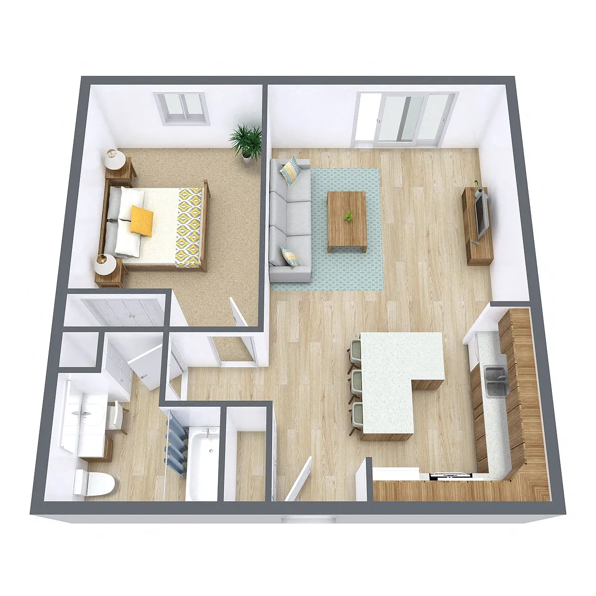 Floor plan One Bedroom 11G