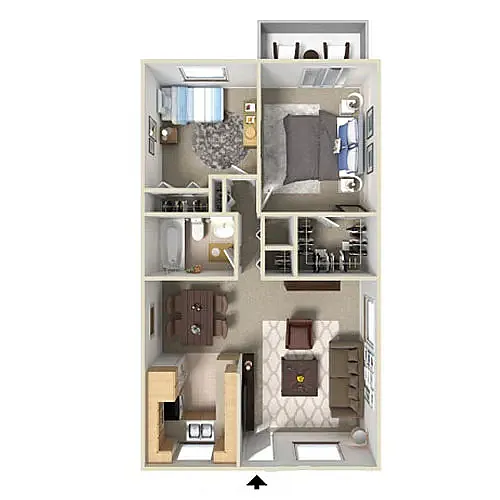 Floor plan 2 Bed 1 Bath