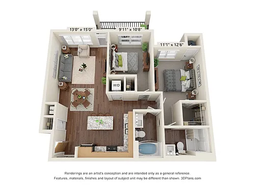 Floor plan Two Bedroom B1