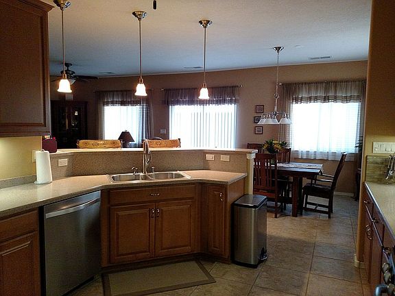 kitchen into dining area
