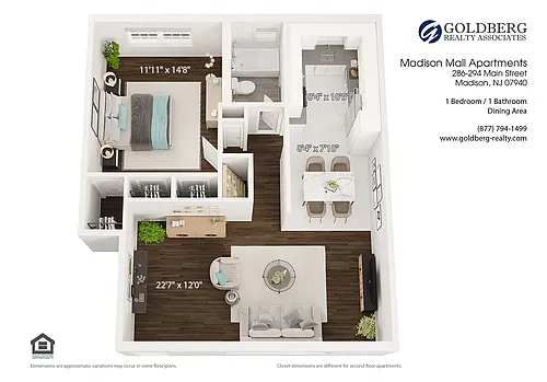 Floor plan One Bedroom Garden Style