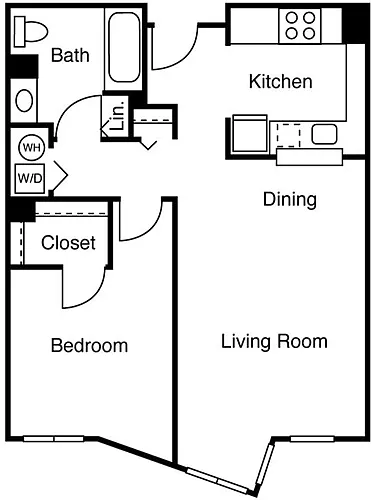 Floor plan 1 Bedroom E