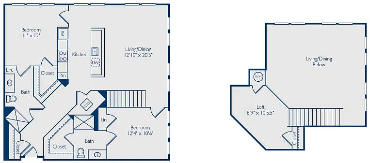 Floor plan 2 Bed 2 Bath B2RL