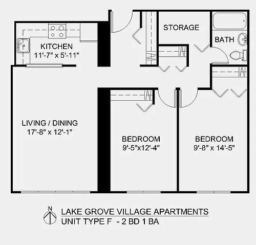 Floor plan Unit Type 2BD 1 BA