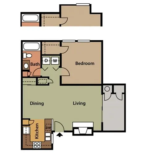 Floor plan 1 Bed 1 Bath A