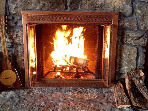Vaulted stone fireplace