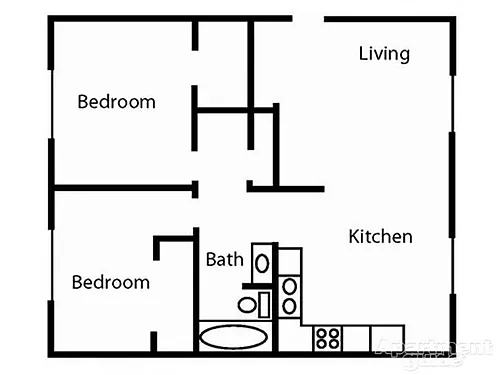 Floor plan 2 Bed 1 Bath