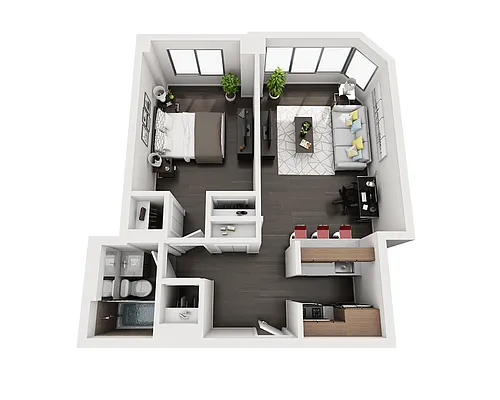 Floor plan One Bedroom A1H