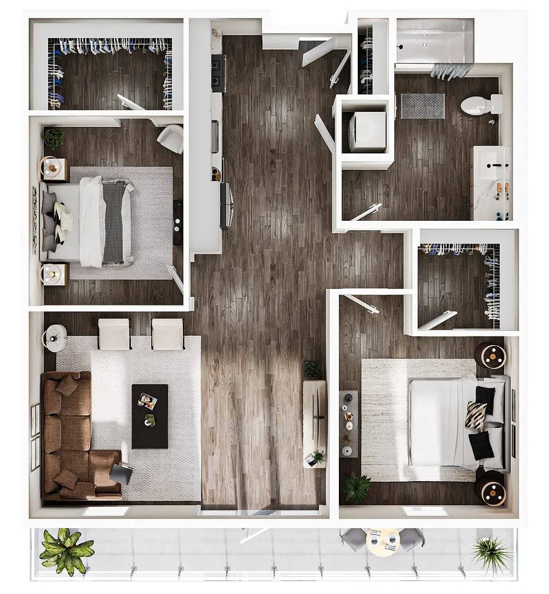 Floor plan 2 Bedroom | 1 Bath | Plan AD4