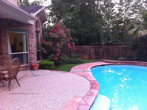 Back porch with bedroom and pool