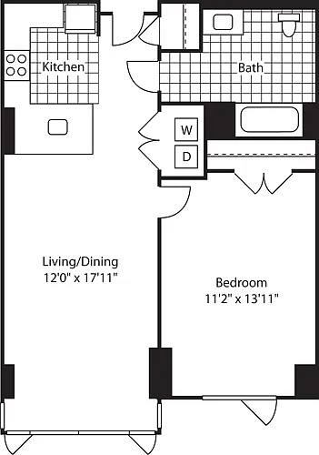 Floor plan 1 Bed (North)- 748