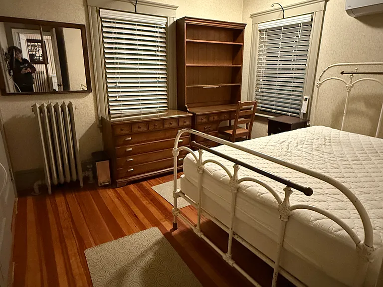 Your bedroom with two windows and mini-split (heat/AC/fan).