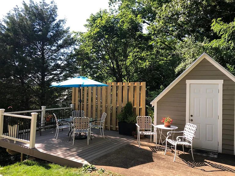 Deck with shed