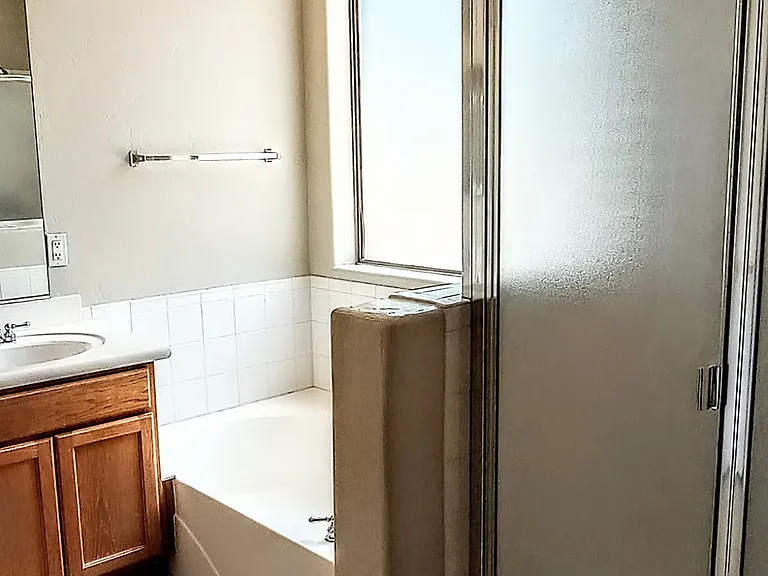 Soaking tub and stand alone shower in Primary