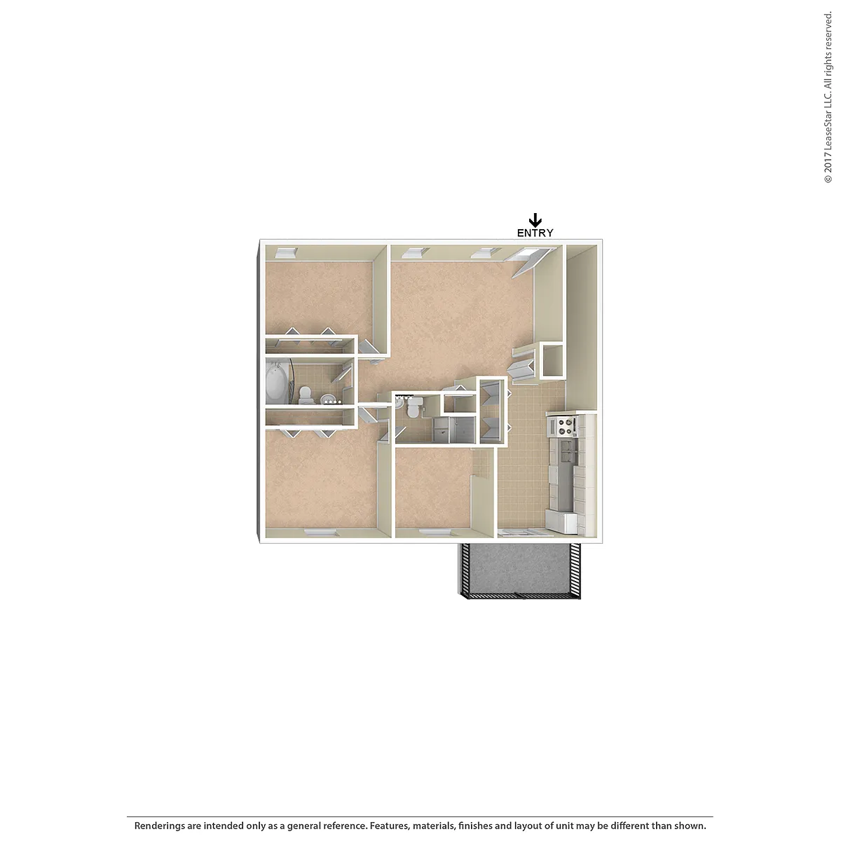 Floor plan Camelot Arms 2 Bedroom 2 Bath