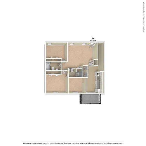 Floor plan Camelot Arms 2 Bedroom 2 Bath