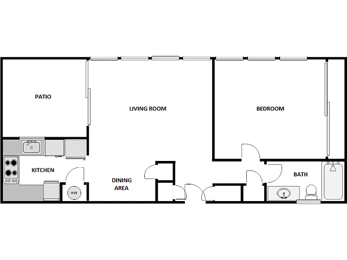 Floor plan 1 Bed / 1 Bath: Type A