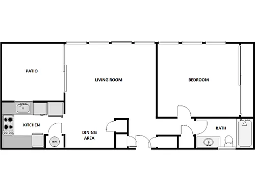 Floor plan 1 Bed / 1 Bath: Type A