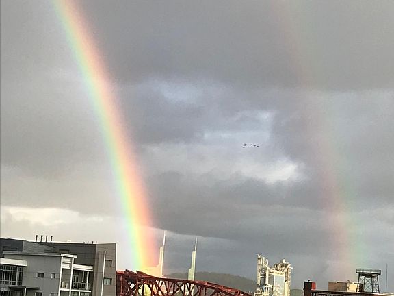 Double rainbow from kitchen