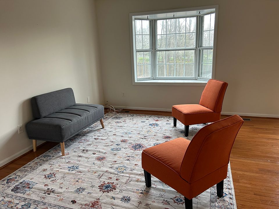 living room with bay window