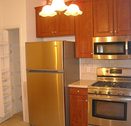 Pantry with custom spice rack.