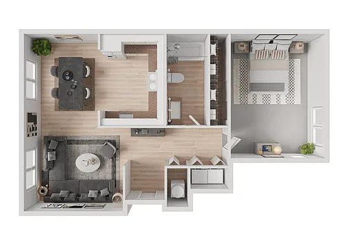 Floor plan 1 Bed - 1 Bath
