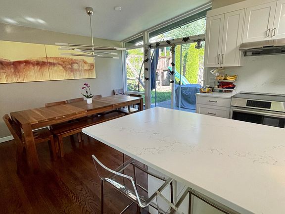 Kitchen island and dining area