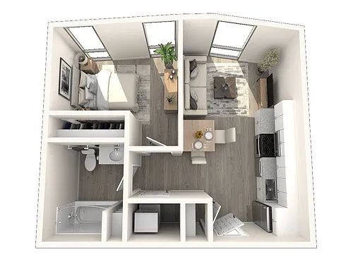 Floor plan 1 Bedroom, 1 Bathroom