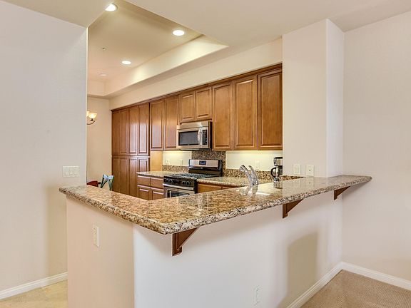 Counter separating kitchen and living room.