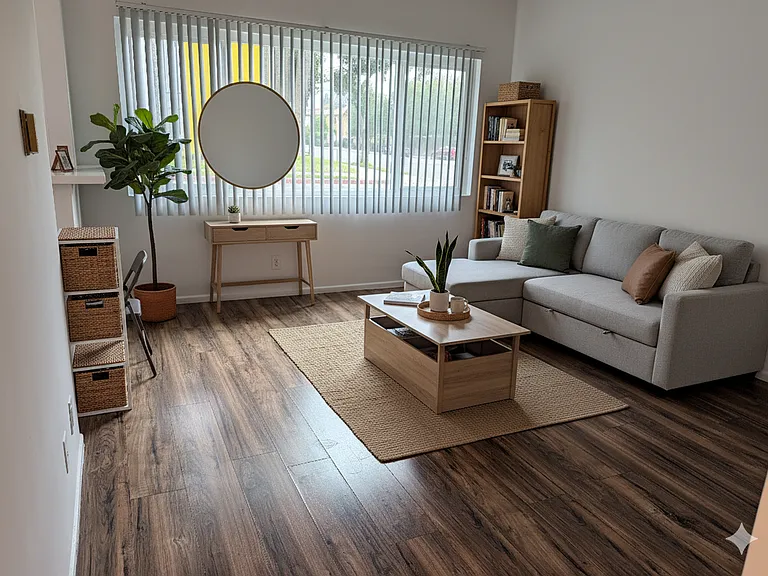 Idea of how the space with furniture placement.
