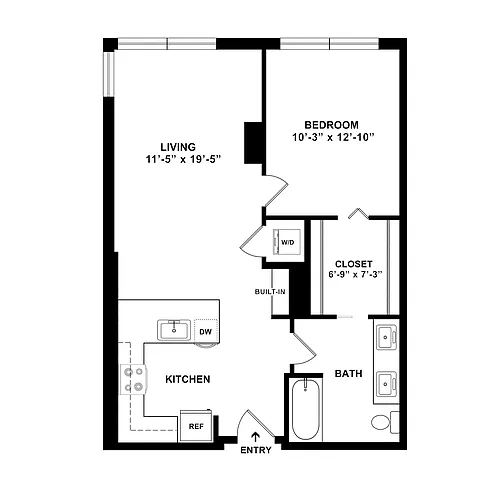 Floor plan 1 Bed/1 Bath-F