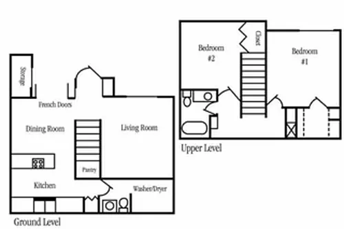 Floor plan Two Bedroom 1.5 Bath