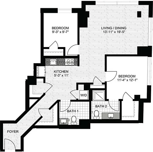 Floor plan 2 Bedrooms J