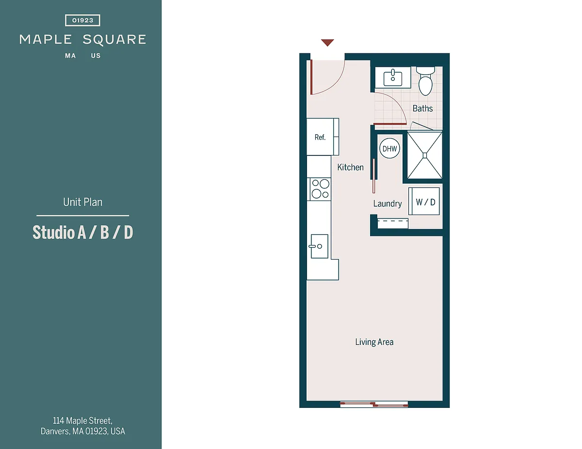 Floor plan Studio, 1 Bathroom